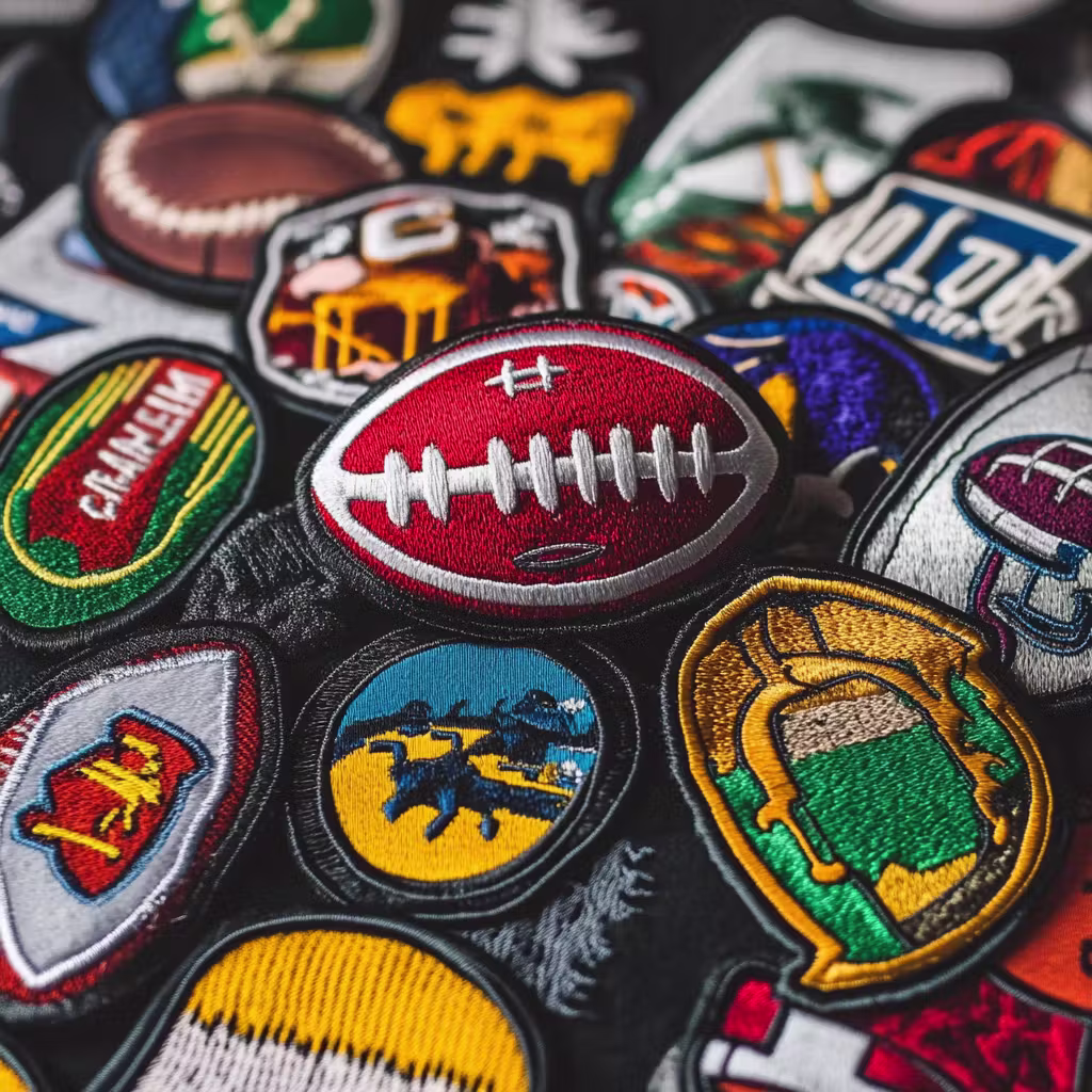 a collection of football patches