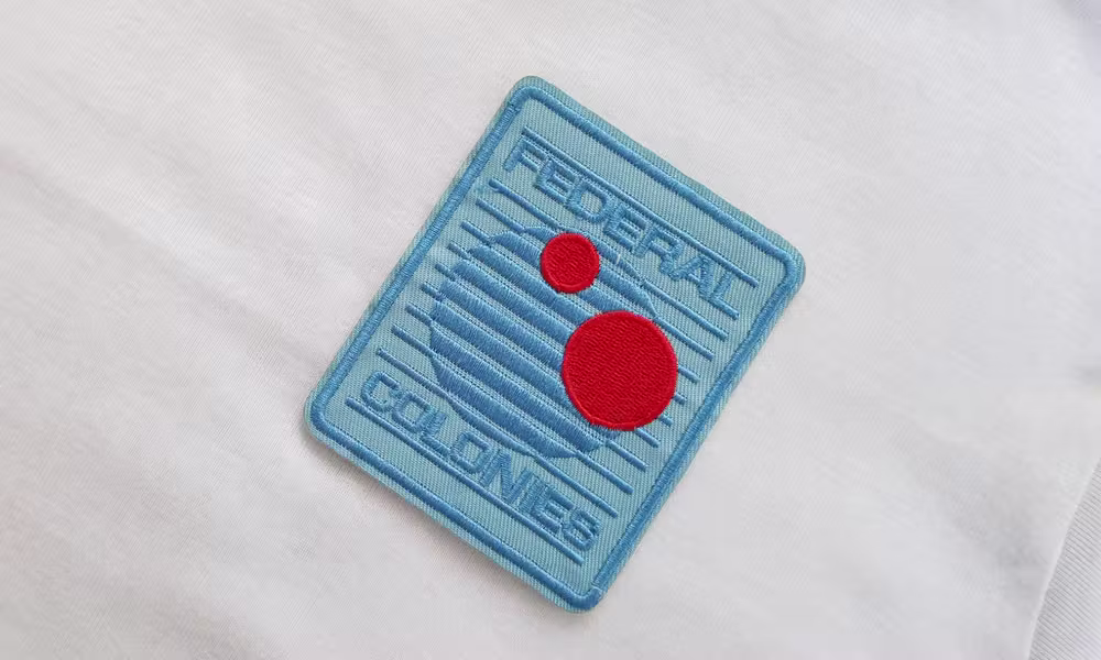 Embroided Patch sewed on a t-shirt