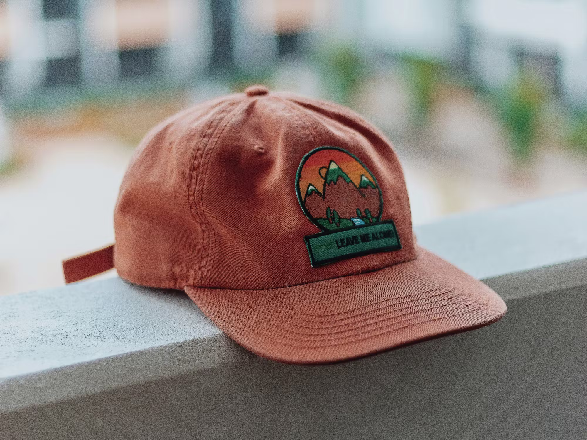 A woven patch on a cap